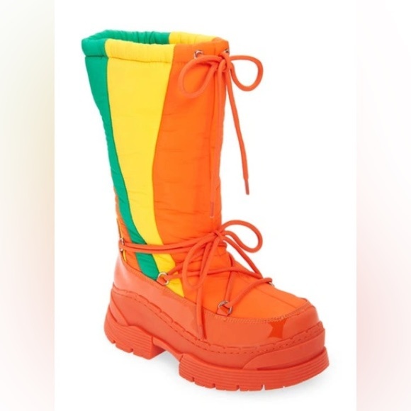 Jeffrey Campbell Shoes - 🆕Jeffrey Campbell Skis Snow Boots/ Orange Multi Retro Moon Boot 8